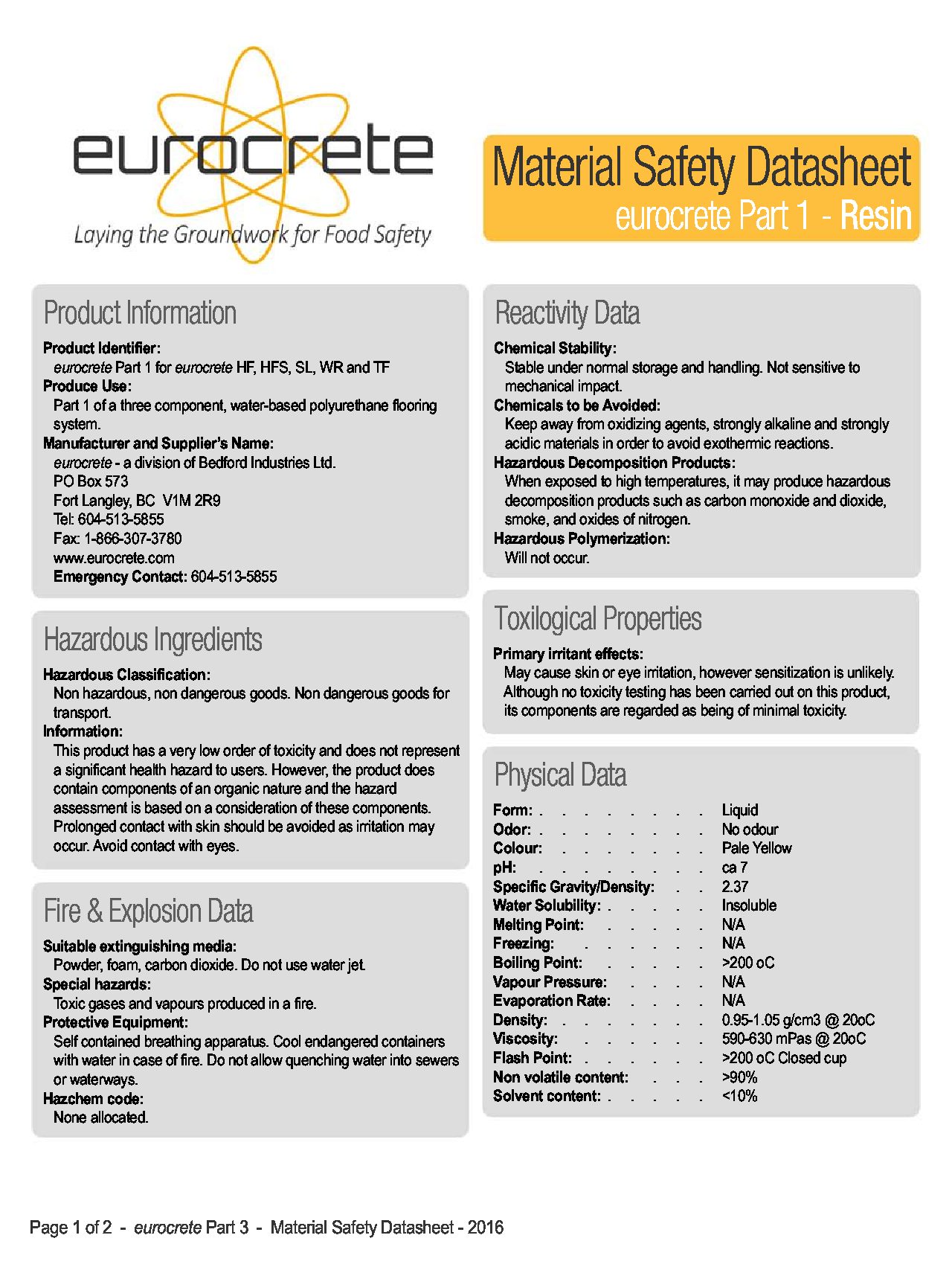 MSDS eurocrete Part 1