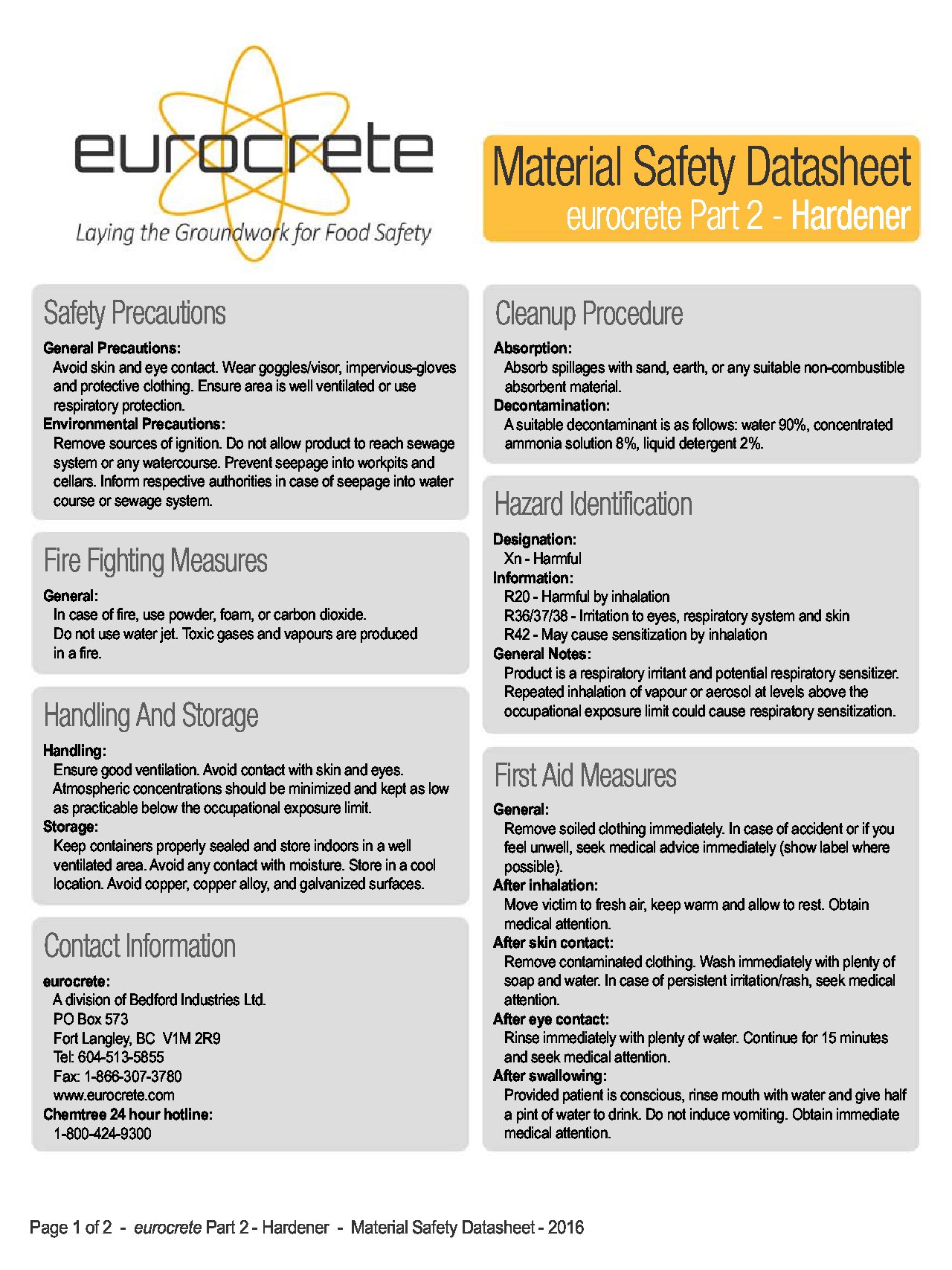 MSDS eurocrete Part 2